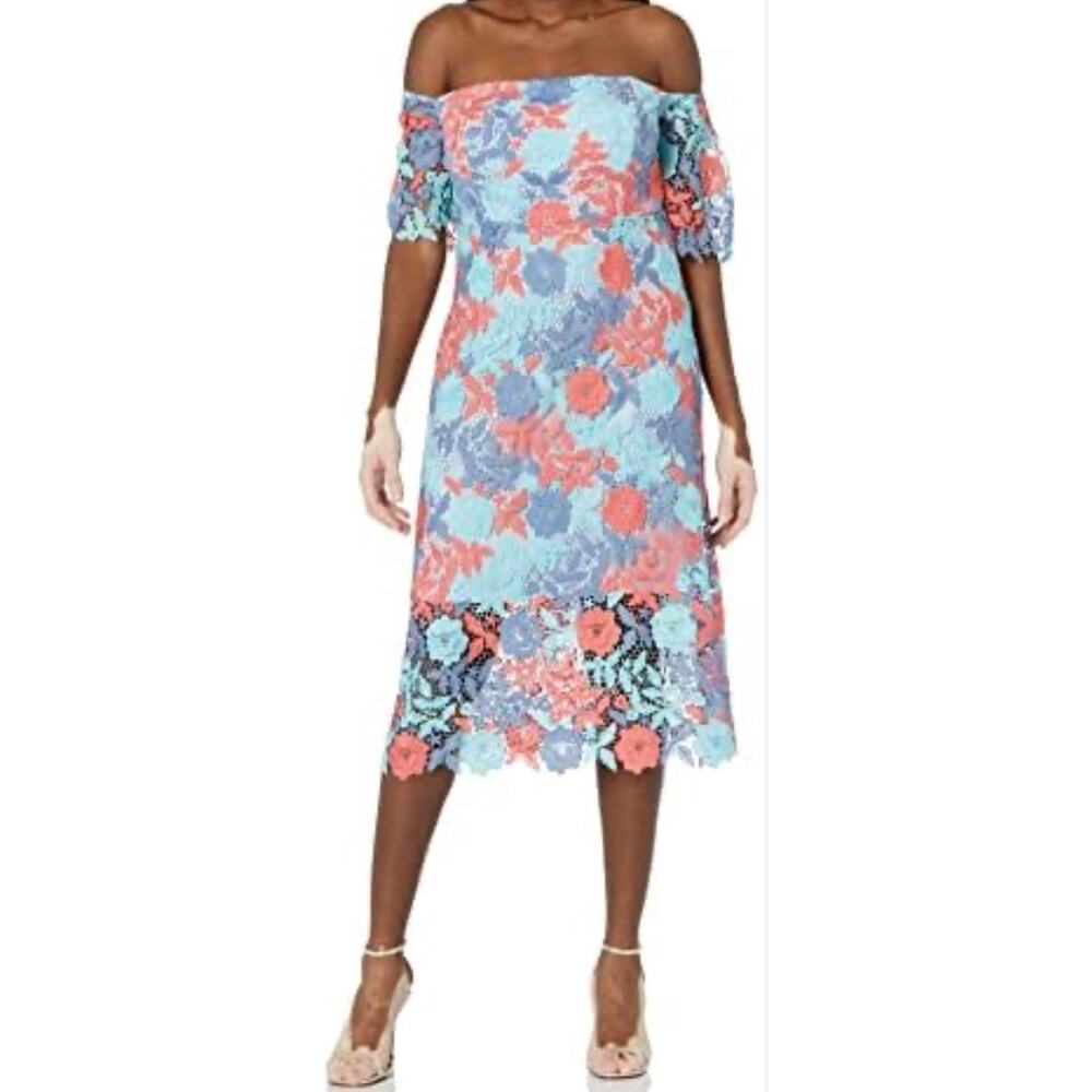 Sam Edelman Women's Off The Shoulder Floral Lace Midi Dress Size 4